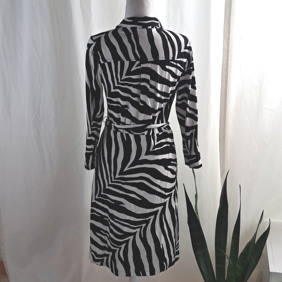 Talbots zebra print stretchy tie front shirt dress szM petites - Picture 4 of 16